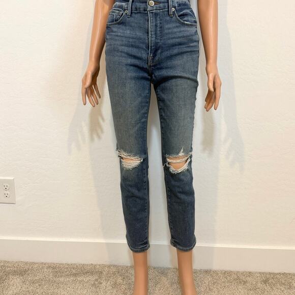 Good American 4/27 distressed high rise waist stretch jean J2 3021 - Picture 12 of 14